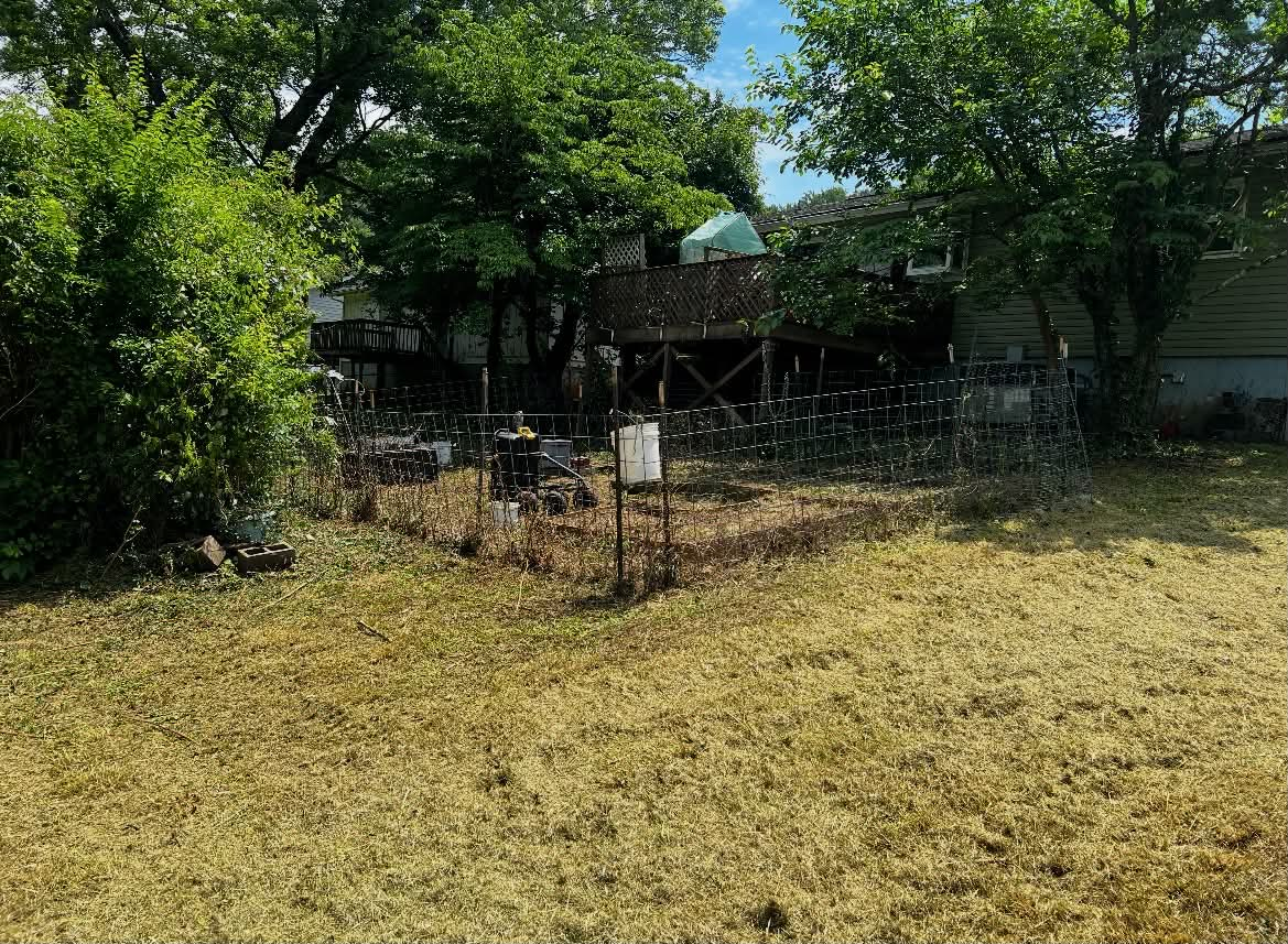 Backyard cleared beneath raised deck after reclaim work
